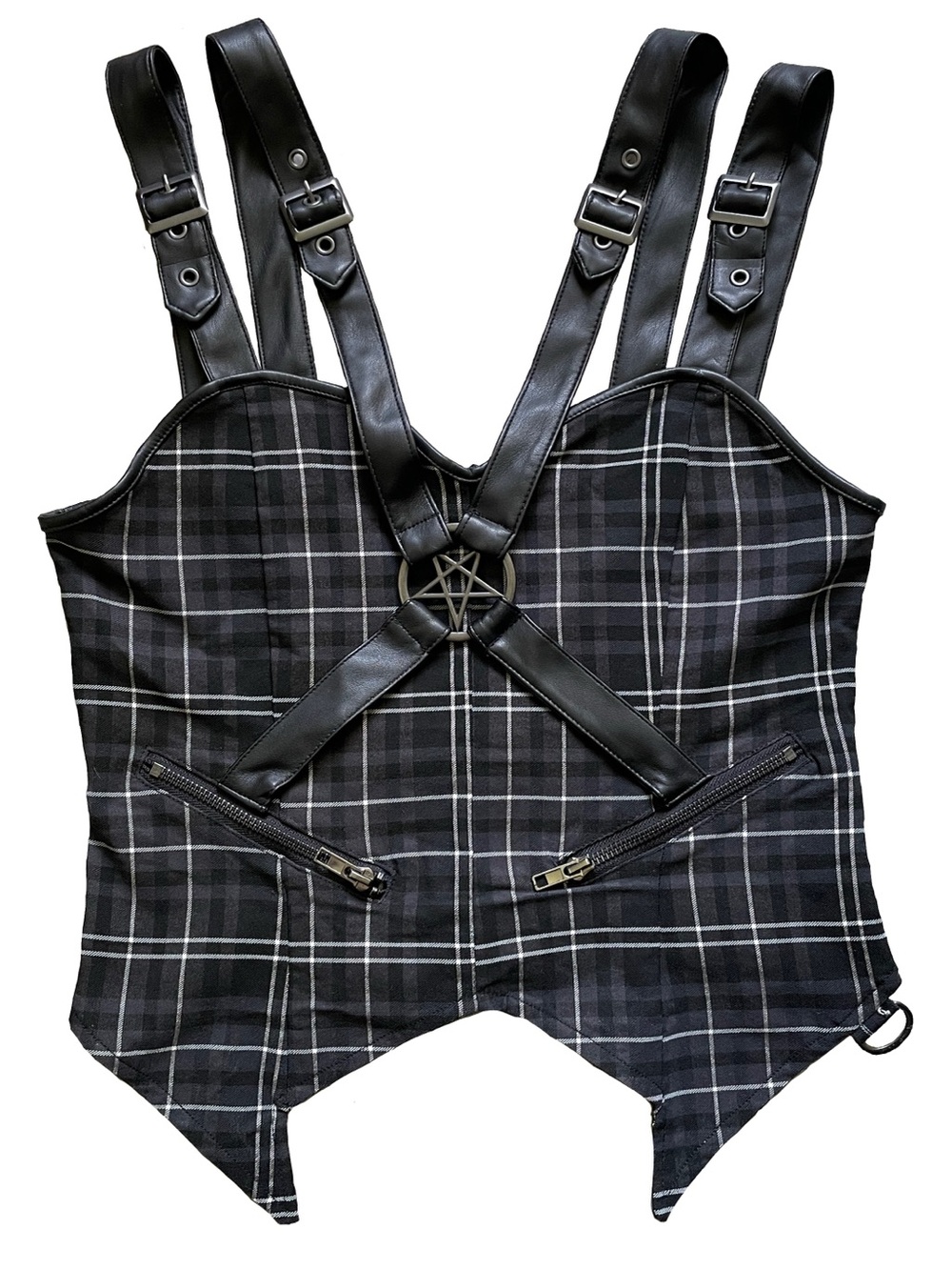 Killstar Black Plaid Gothic Harness Corset Top